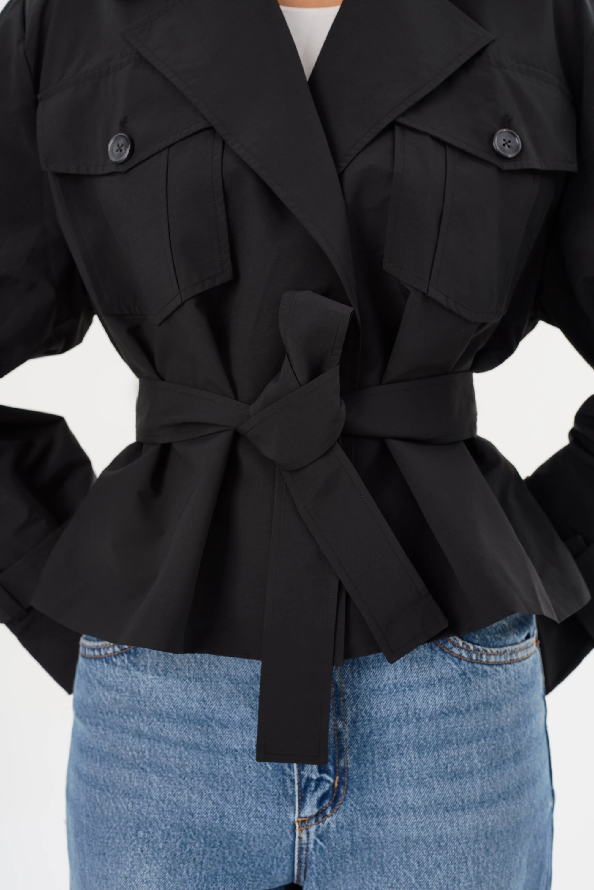 LAMARQUE Quinn Short Trench Jacket | Black LEO BOUTIQUE