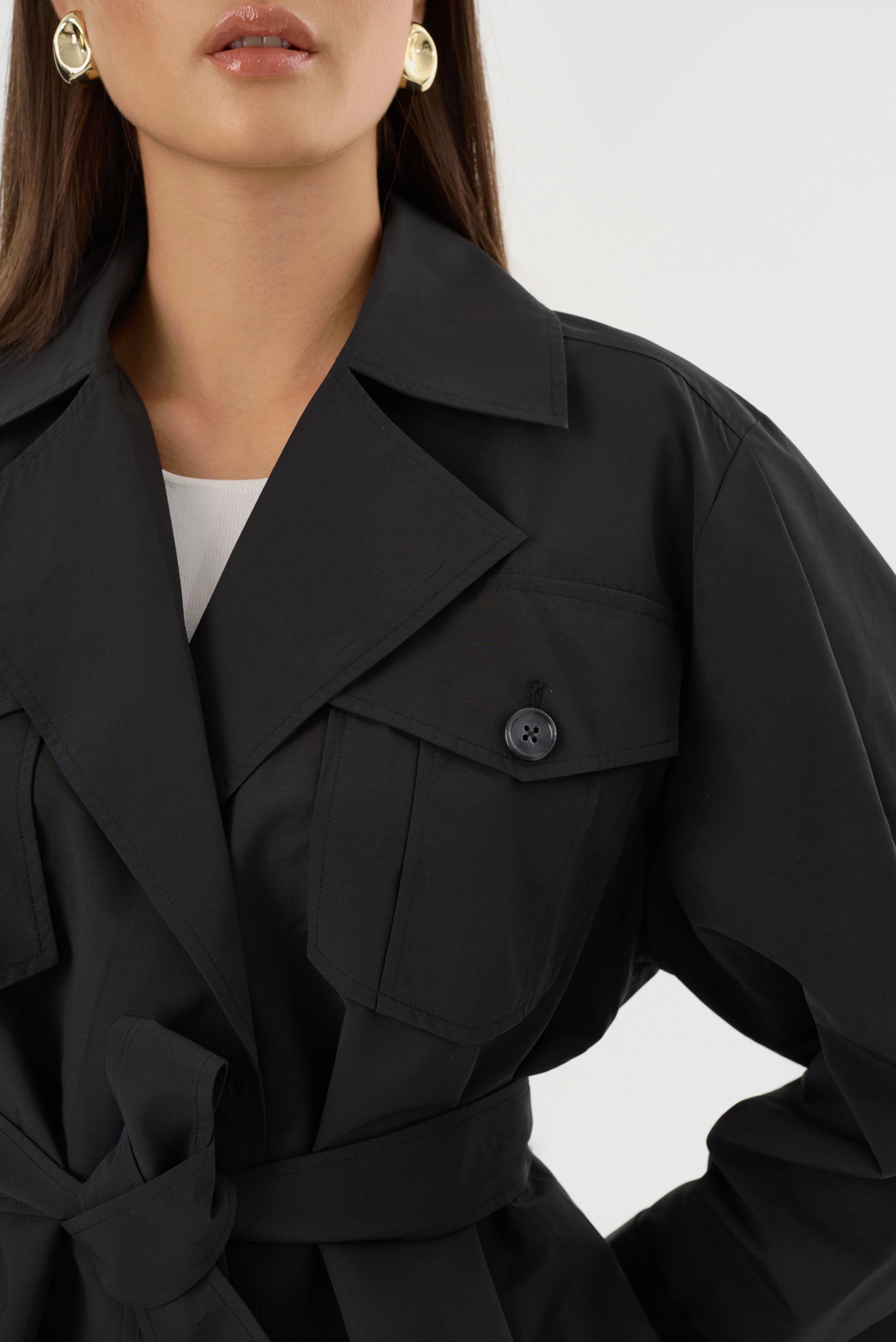 LAMARQUE Quinn Short Trench Jacket | Black LEO BOUTIQUE