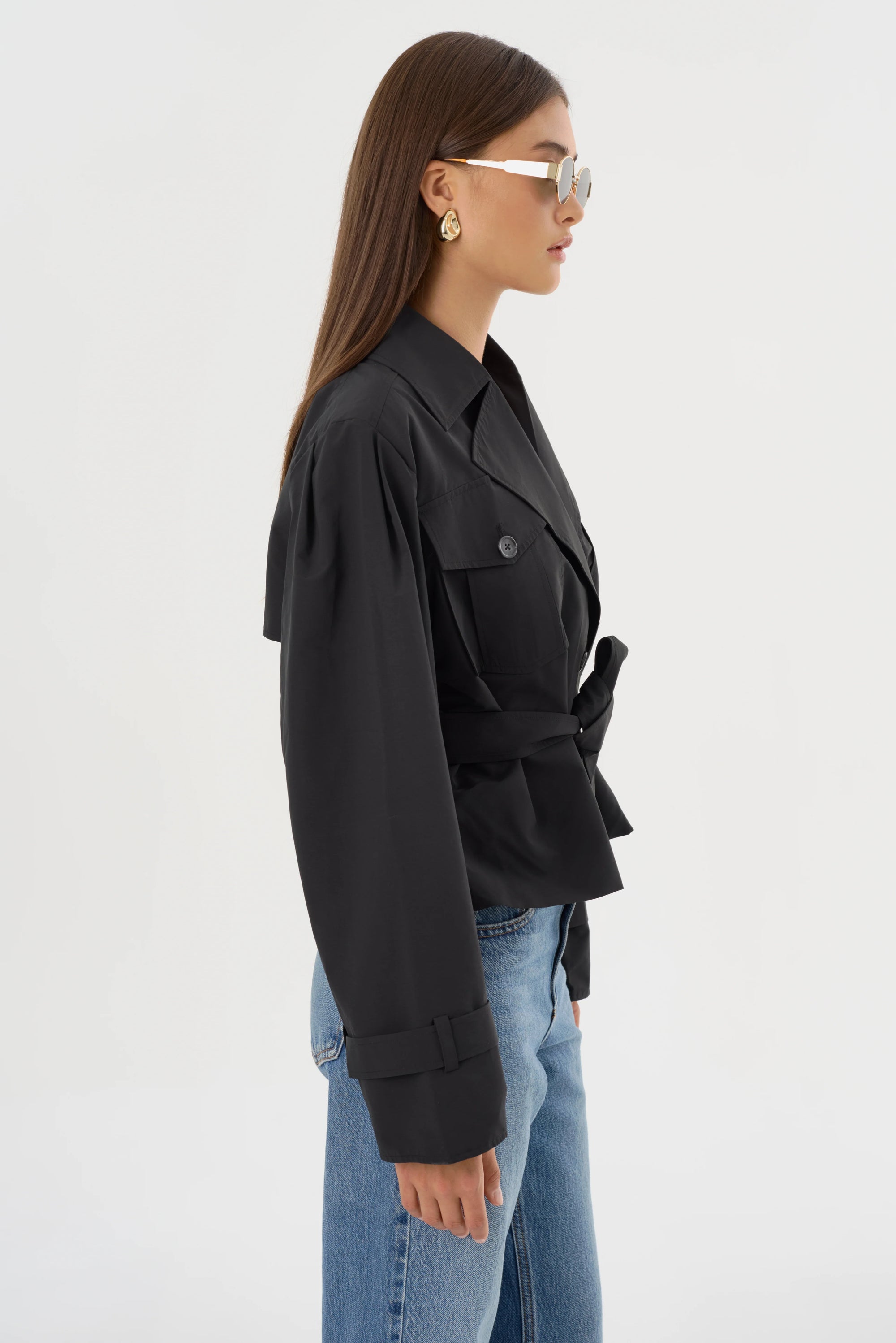 LAMARQUE Quinn Short Trench Jacket | Black LEO BOUTIQUE