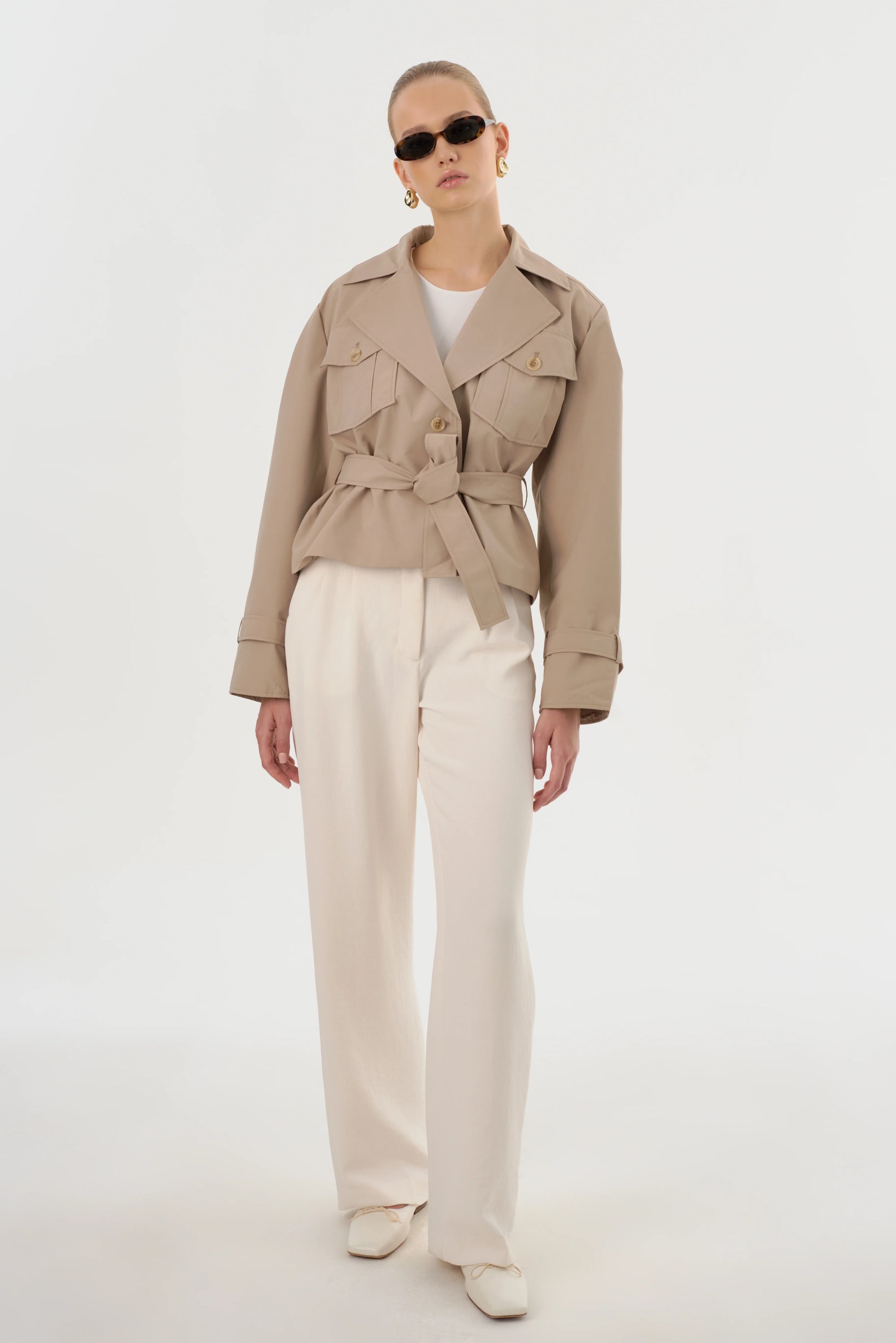 LAMARQUE Quinn Short Trench Jacket | Khaki LEO BOUTIQUE