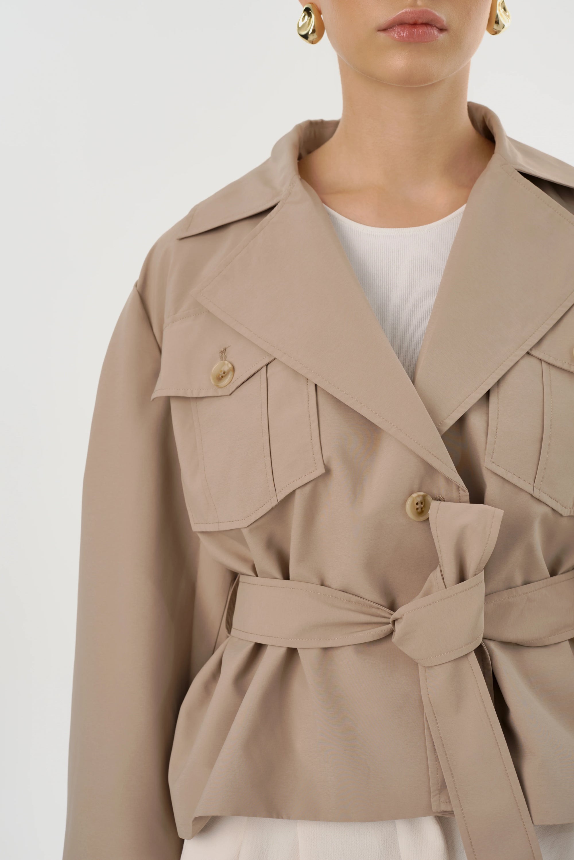 LAMARQUE Quinn Short Trench Jacket | Khaki LEO BOUTIQUE