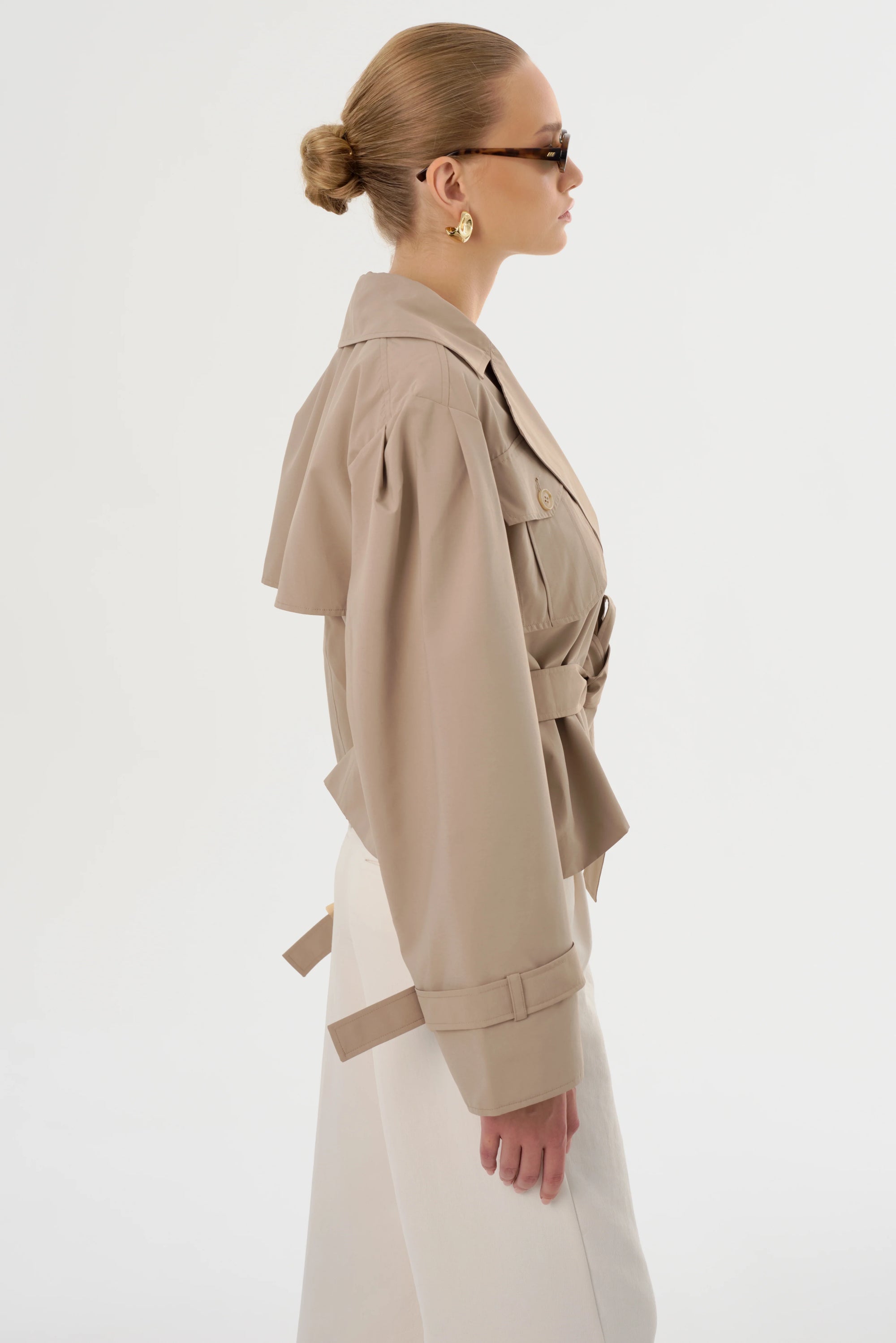 LAMARQUE Quinn Short Trench Jacket | Khaki LEO BOUTIQUE