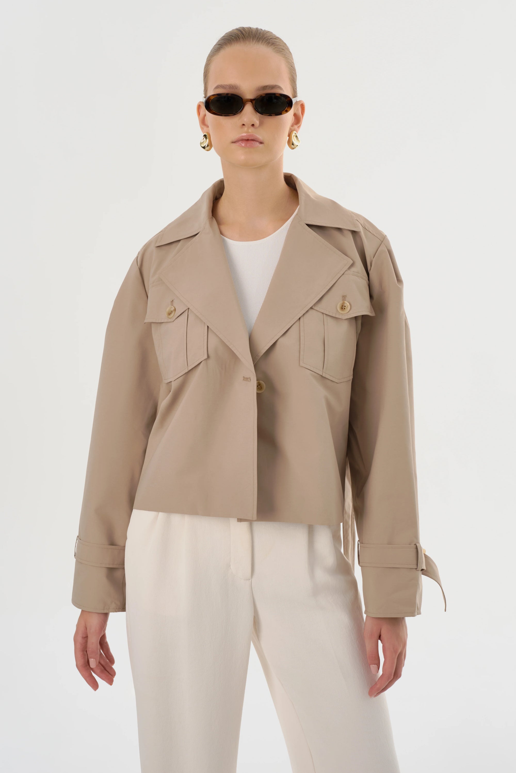 LAMARQUE Quinn Short Trench Jacket | Khaki LEO BOUTIQUE