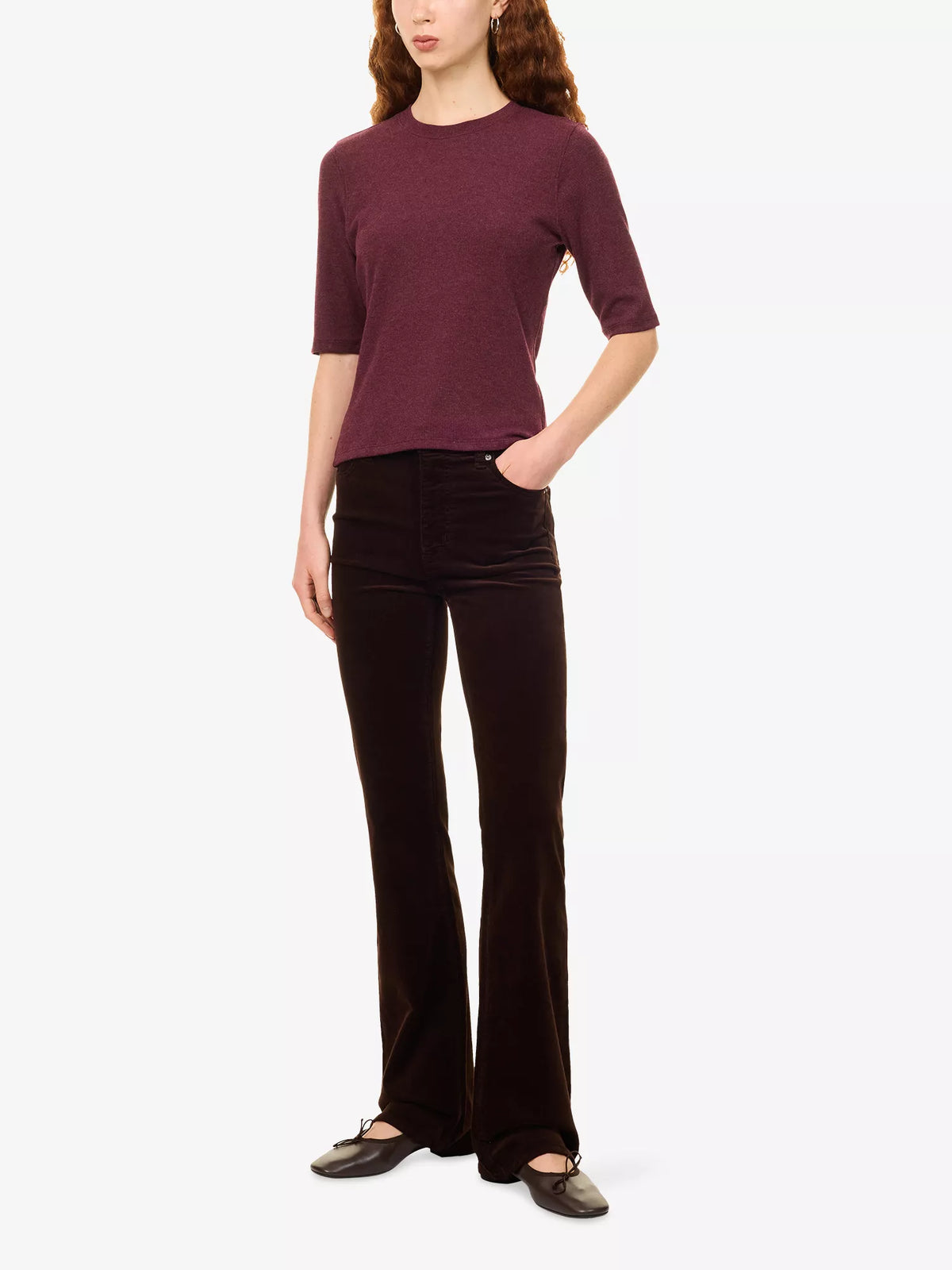 FRAME DENIM The Rib Crew Tee | Currant Heather LEO BOUTIQUE