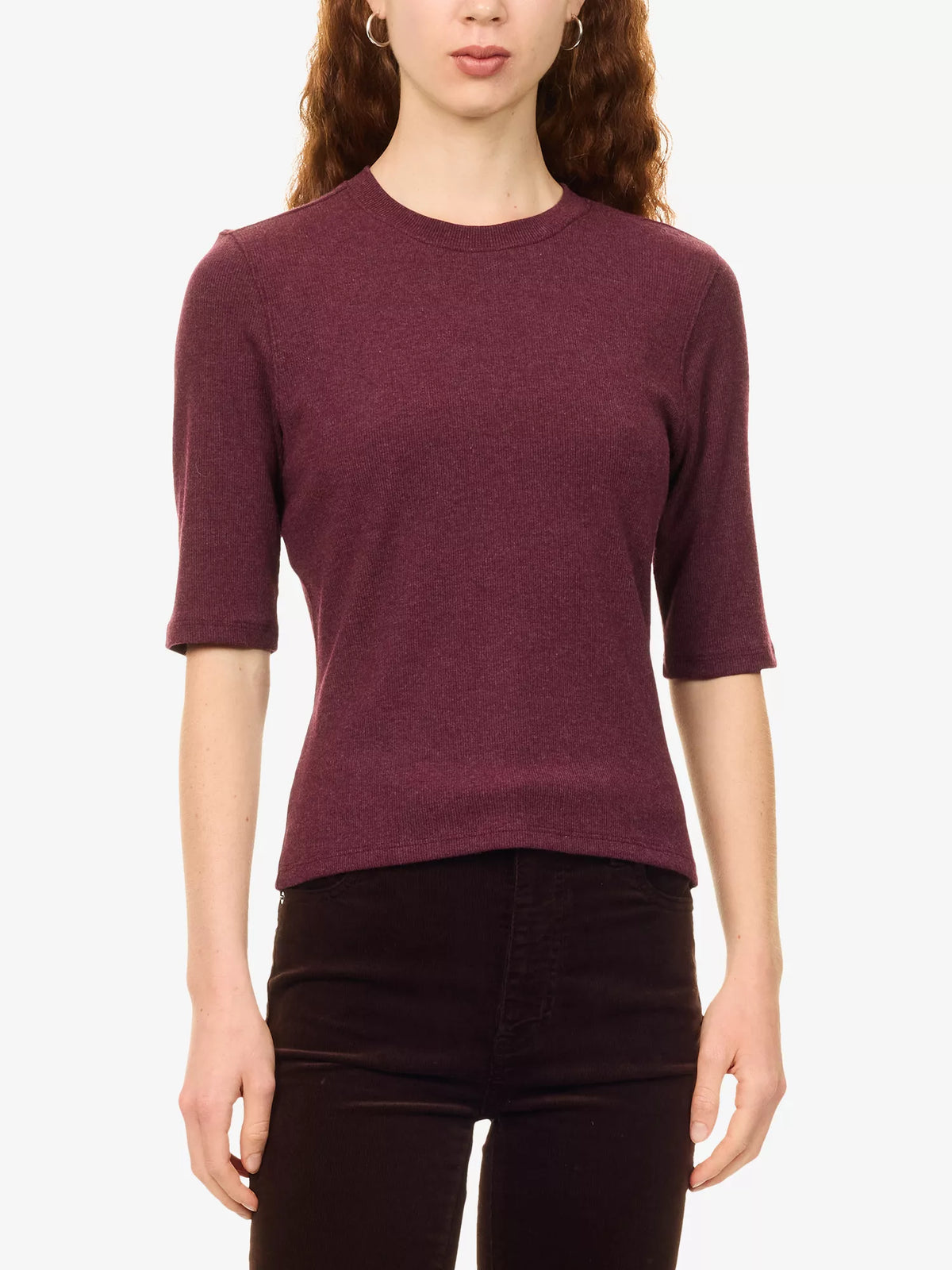 FRAME DENIM The Rib Crew Tee | Currant Heather LEO BOUTIQUE