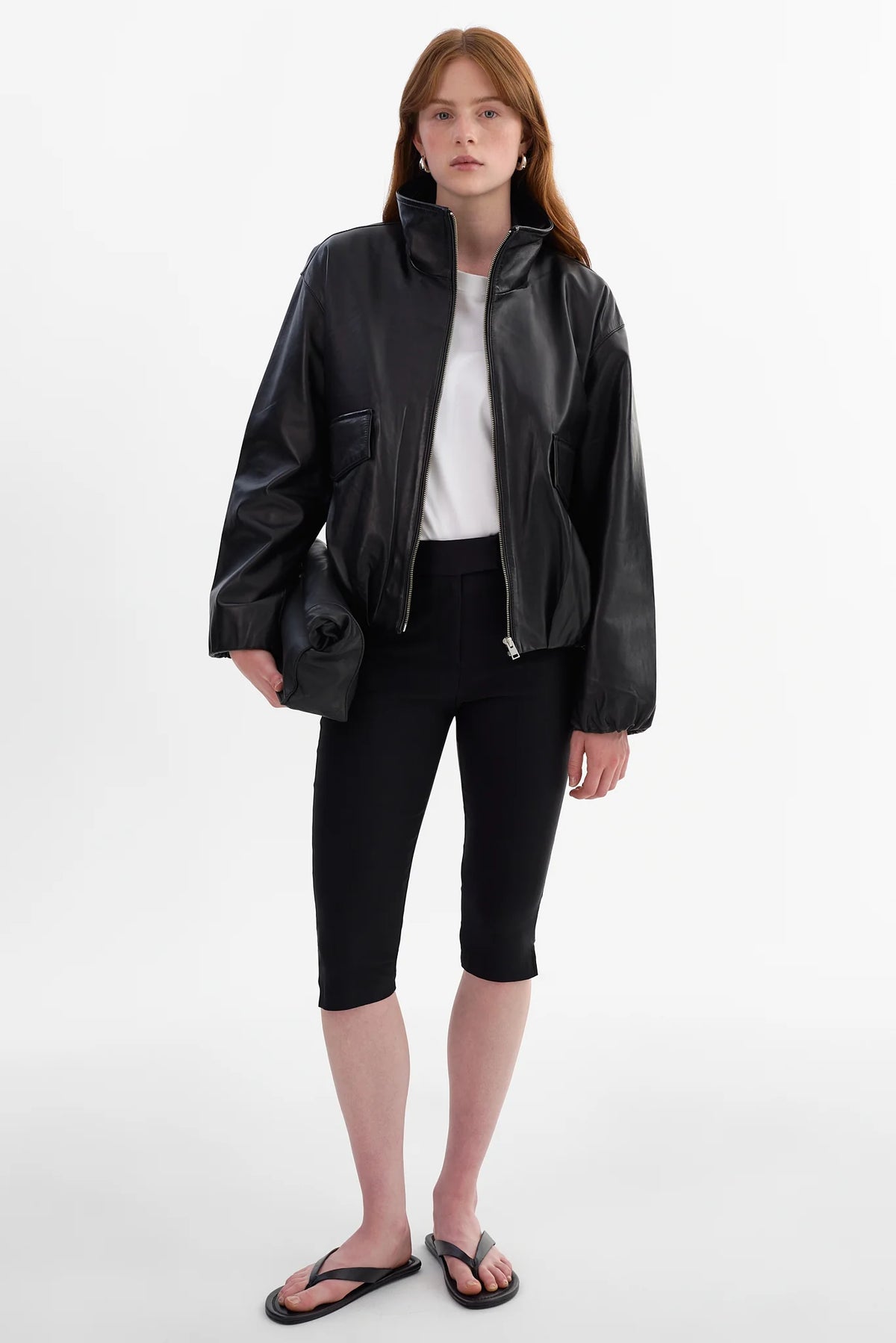 LAMARQUE Ramona Funnel Neck Leather Jacket | Black LEO BOUTIQUE