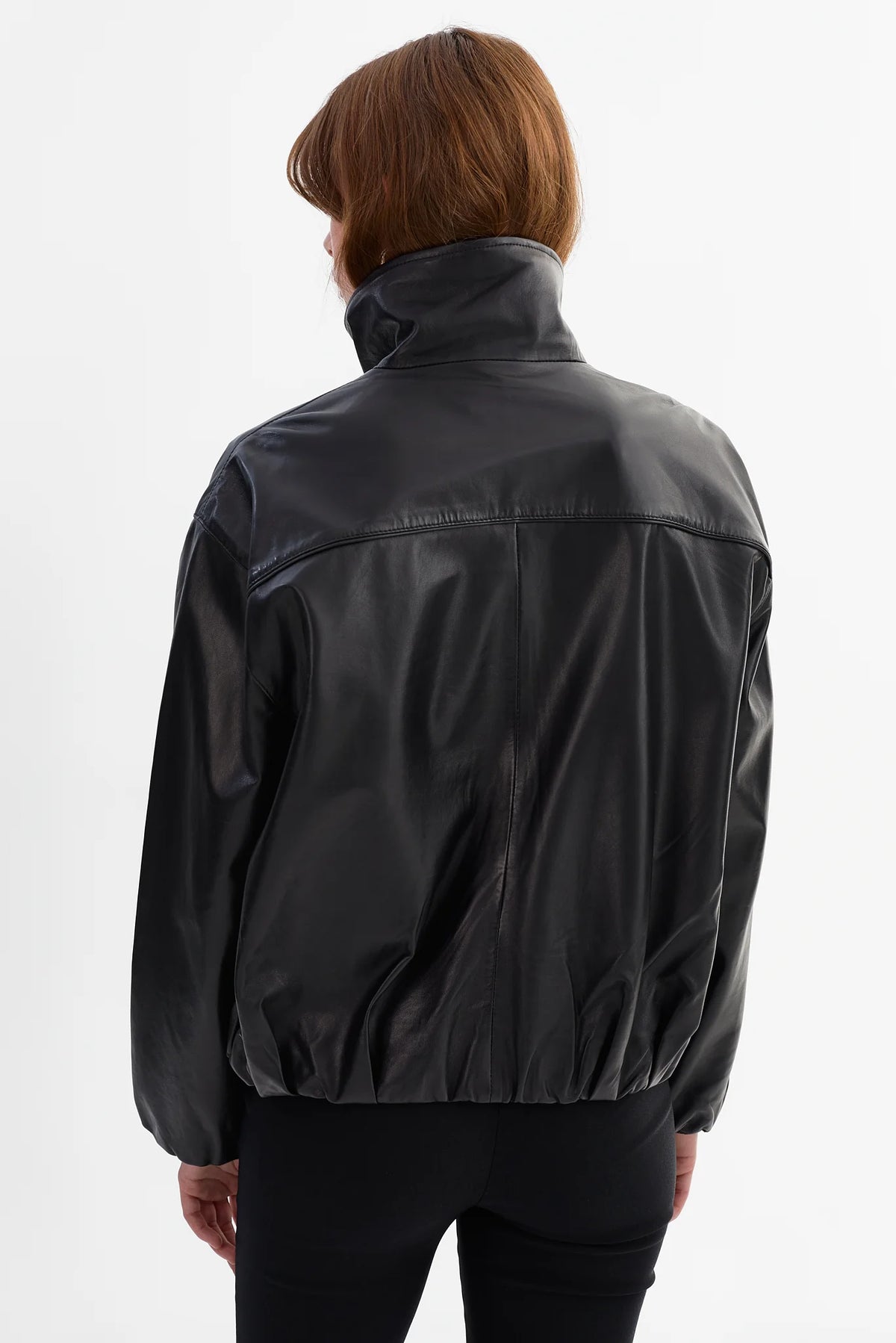 LAMARQUE Ramona Funnel Neck Leather Jacket | Black LEO BOUTIQUE