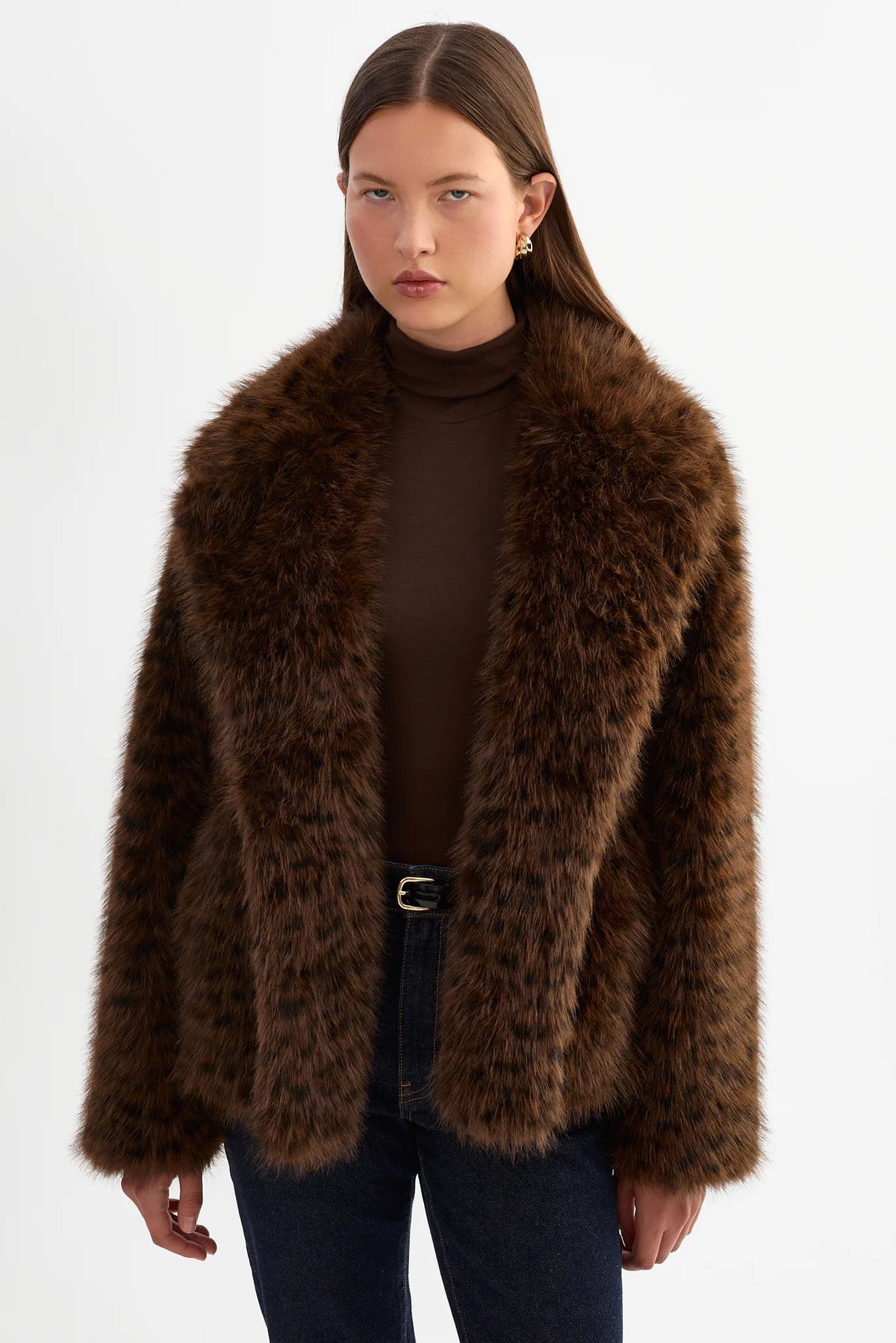 LEO BOUTIQUE Ravenna Faux Fur Jacket | Brown Leopard LAMARQUE