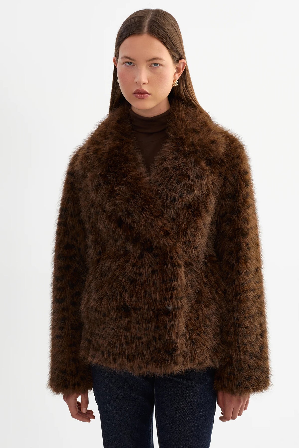 LEO BOUTIQUE Ravenna Faux Fur Jacket | Brown Leopard LAMARQUE