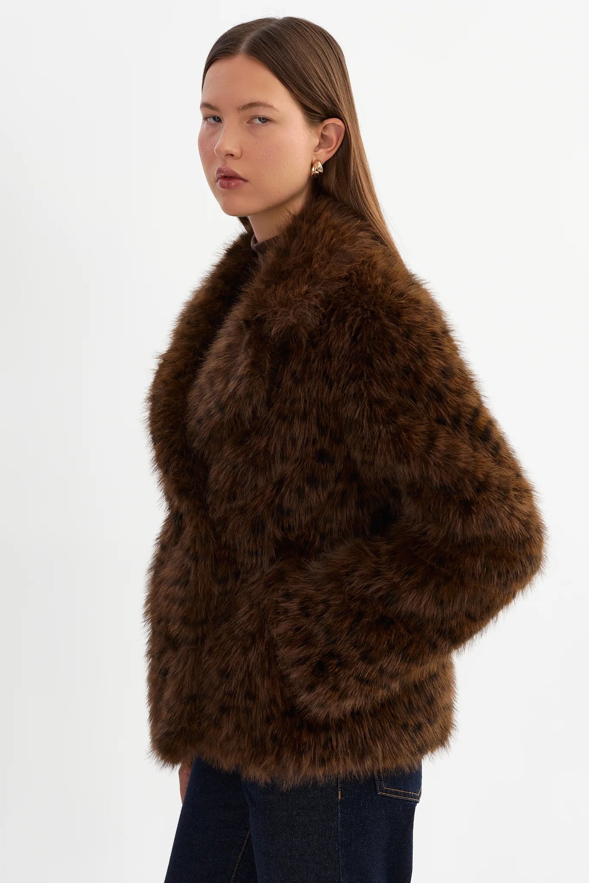 LEO BOUTIQUE Ravenna Faux Fur Jacket | Brown Leopard LAMARQUE