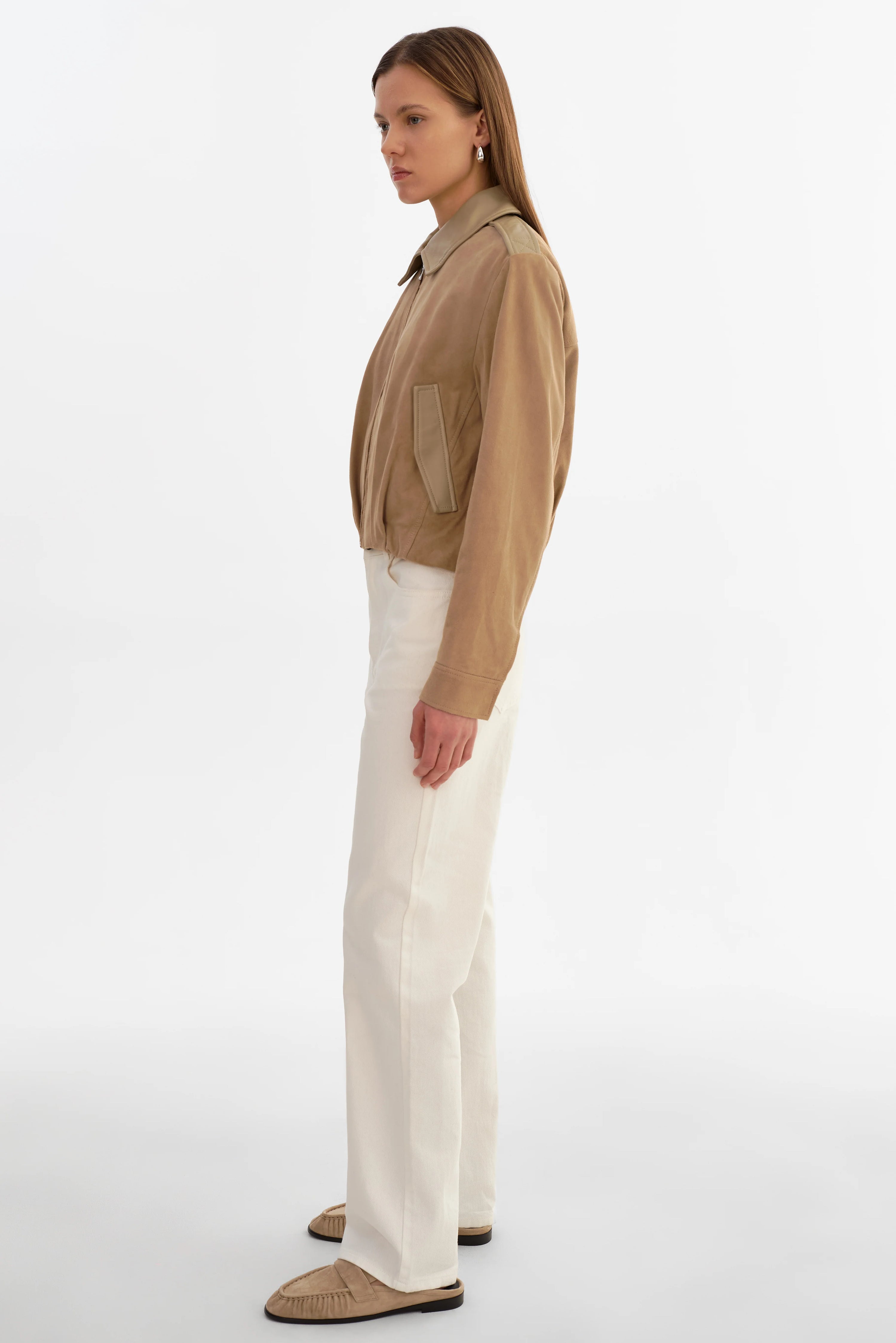 LAMARQUE Robbie Suede Bomber Jacket | Beige LEO BOUTIQUE