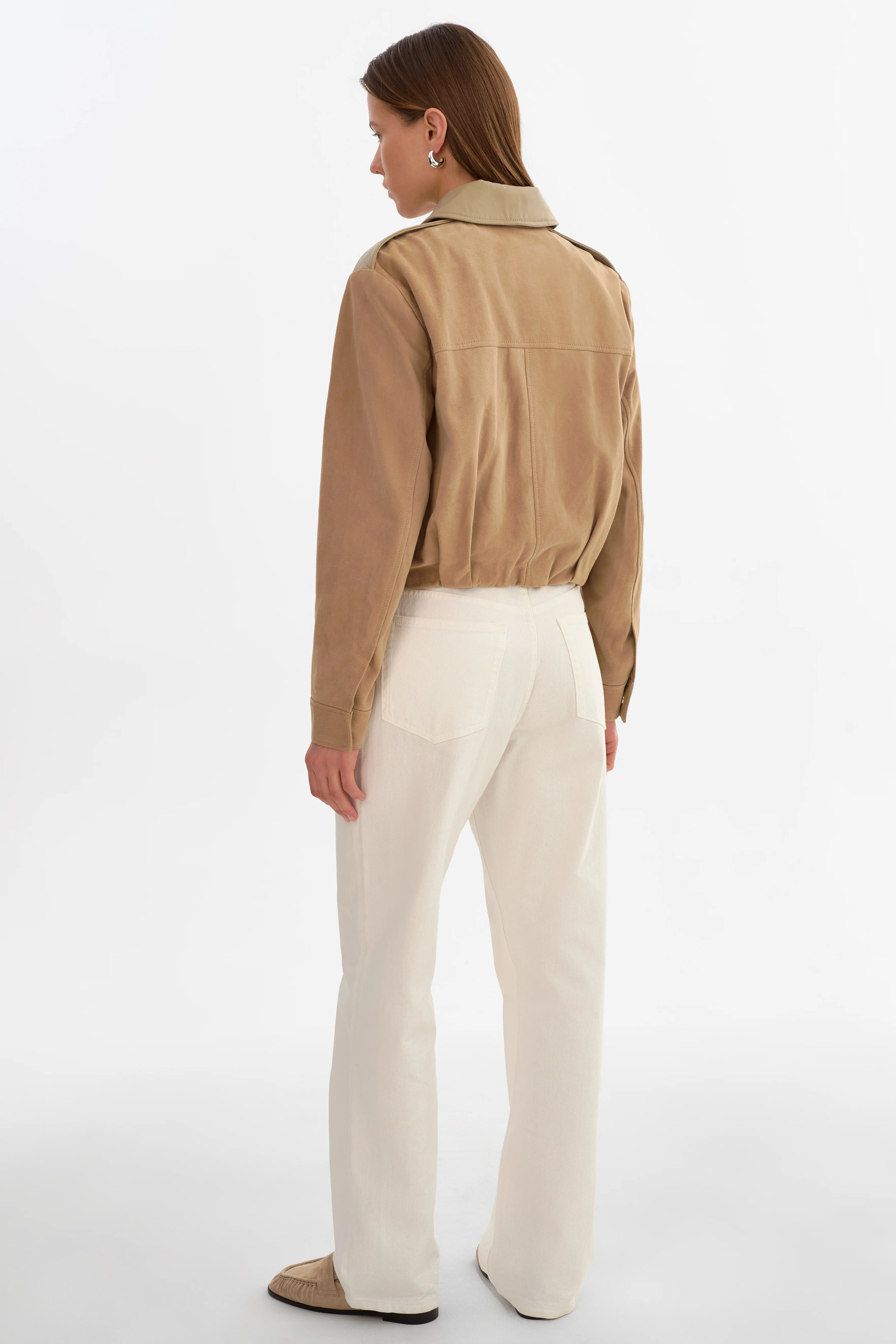 LAMARQUE Robbie Suede Bomber Jacket | Beige LEO BOUTIQUE