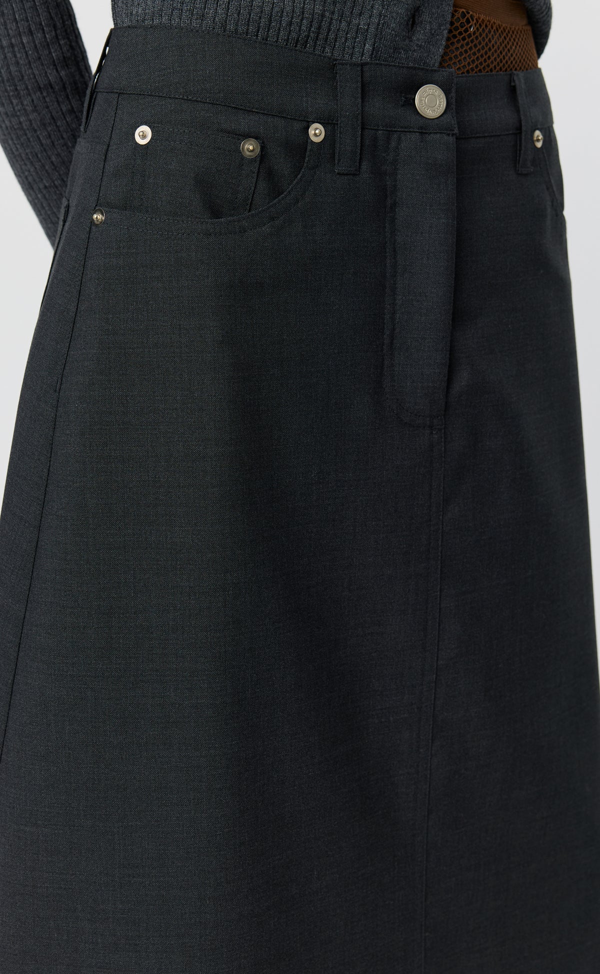 MFPEN Rivet Vent Skirt | Dark Grey Wool LEO BOUTIQUE