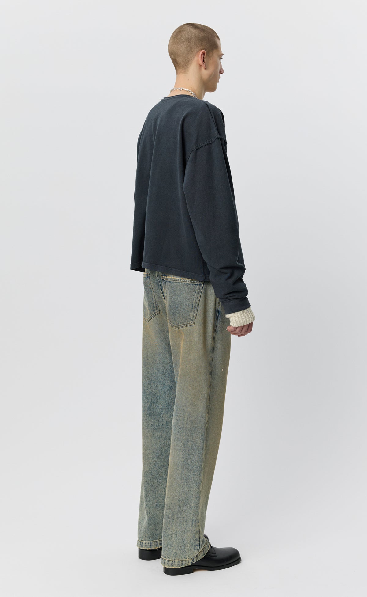 MFPEN Rolled Neck LS Tee | Destroyed Grey LEO BOUTIQUE