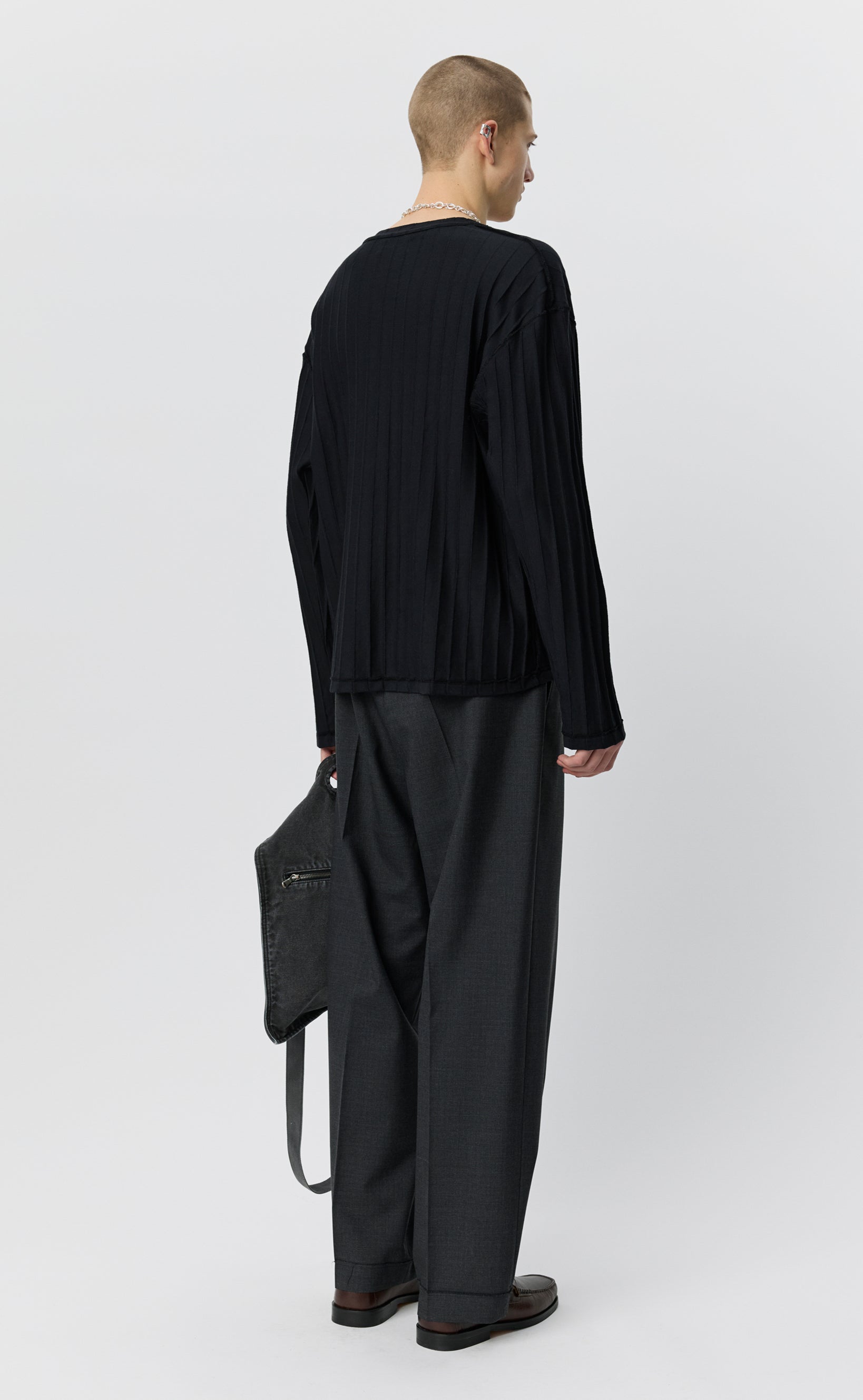 MFPEN Round neck Sweater | Black Inverted Ajour Stripe LEO BOUTIQUE