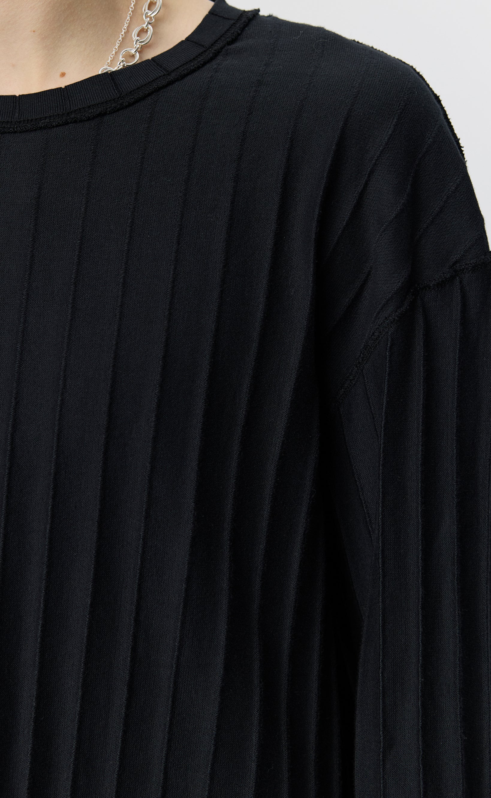 MFPEN Round neck Sweater | Black Inverted Ajour Stripe LEO BOUTIQUE
