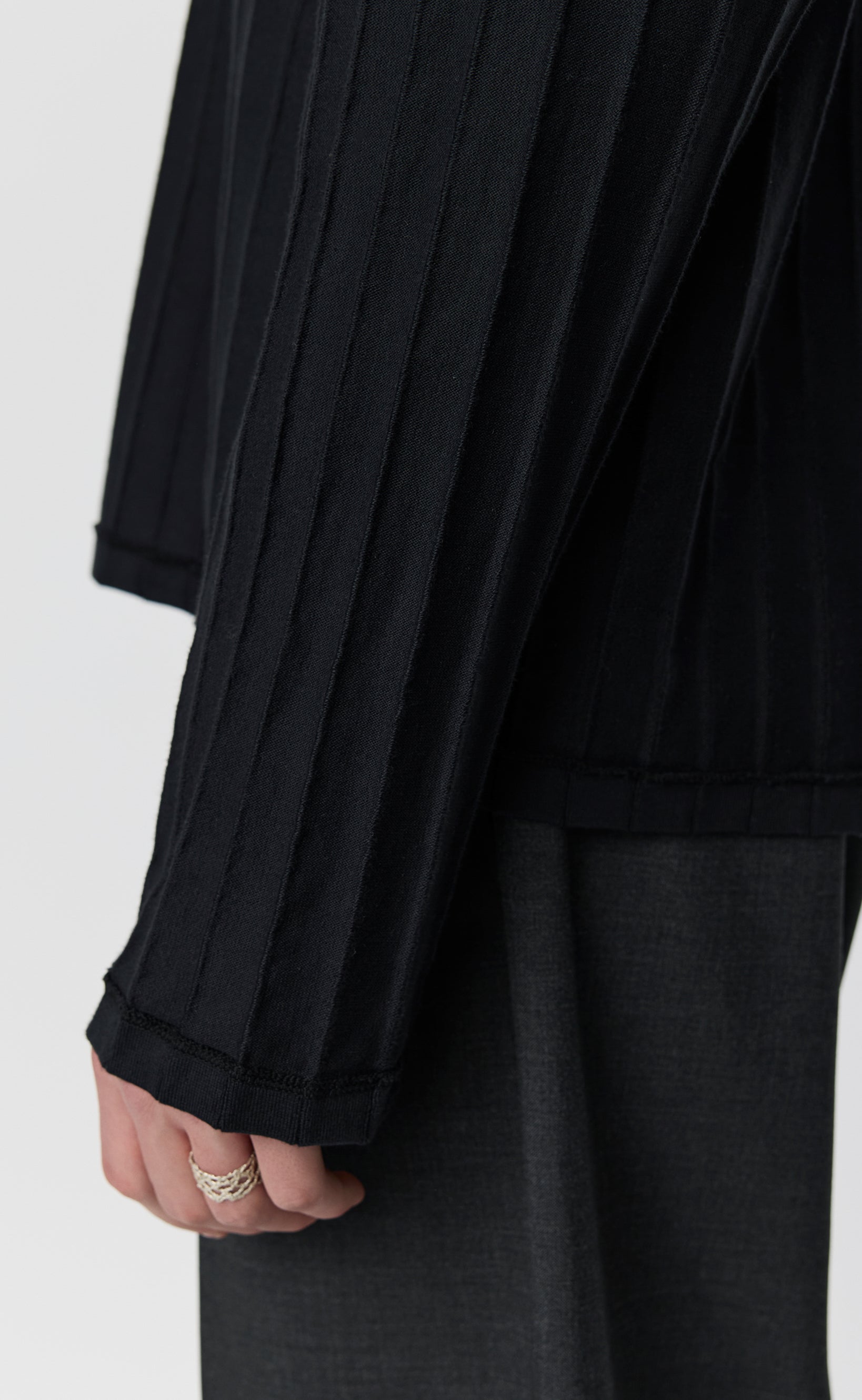 MFPEN Round neck Sweater | Black Inverted Ajour Stripe LEO BOUTIQUE