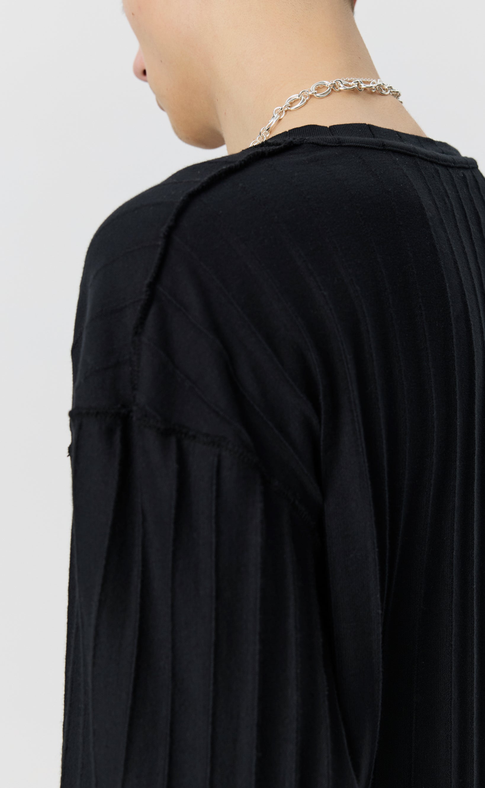 MFPEN Round neck Sweater | Black Inverted Ajour Stripe LEO BOUTIQUE