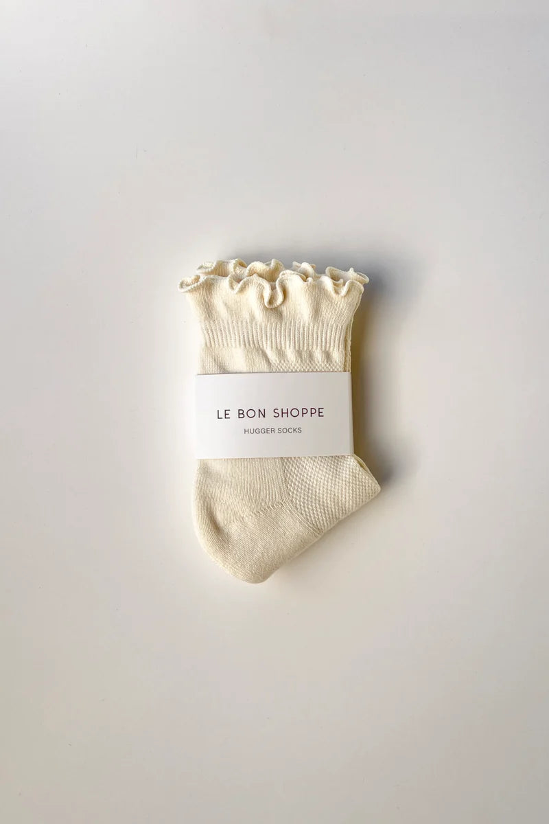 LE BON SHOPPE Ruffled Hugger Crew Socks | Vanilla/Red LEO BOUTIQUE