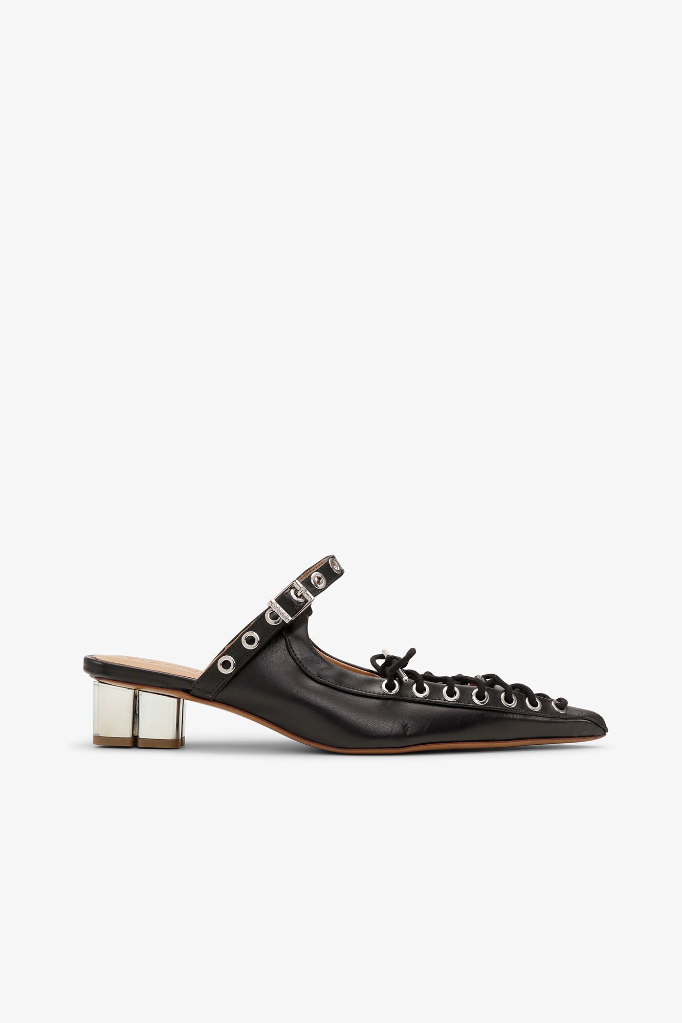 GANNI Oleatex Lace-Up Mules | Black LEO BOUTIQUE