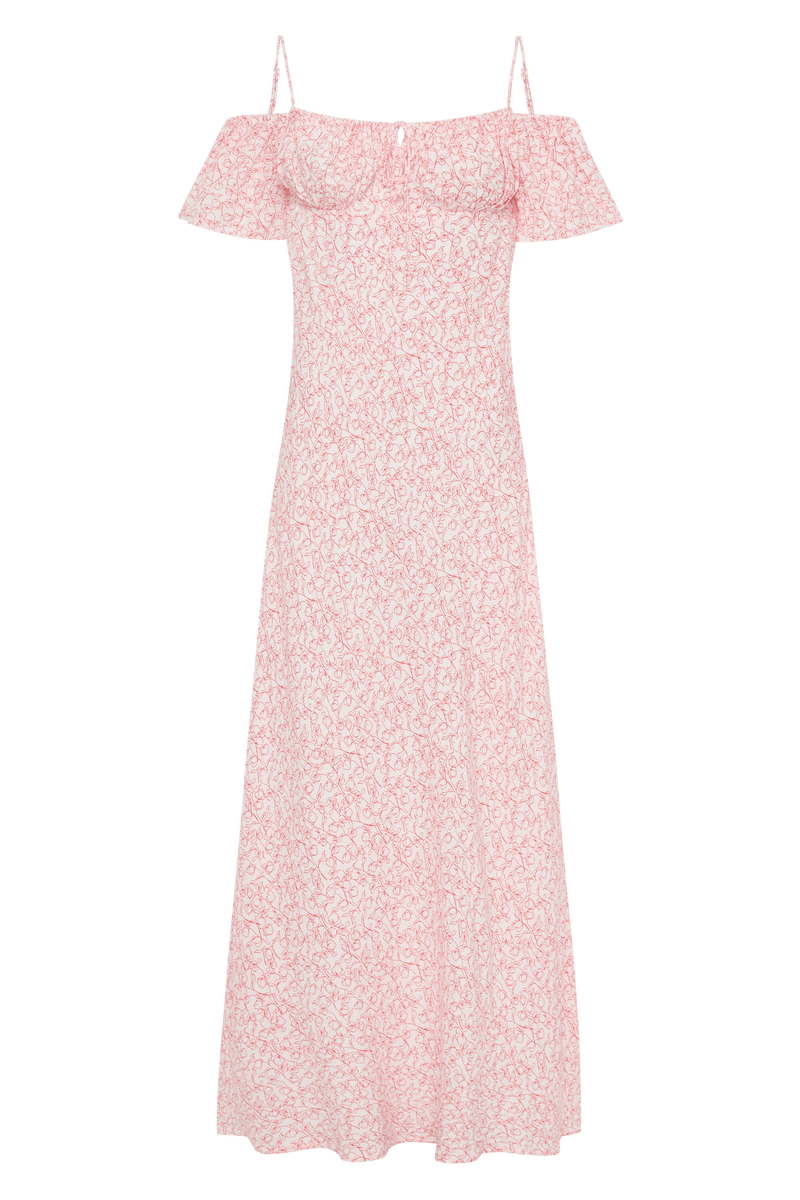 Menton Midi Dress | Micro Calla Vermillion