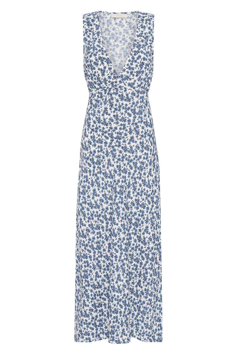 LEO BOUTIQUE Jardin Midi Dress Leilani Print Mid Blue FAITHFULL THE BRAND