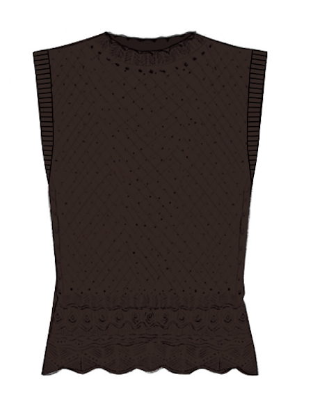 LEO BOUTIQUE Pointelle Sleeveless Sweater Chocolate Brown FRAME