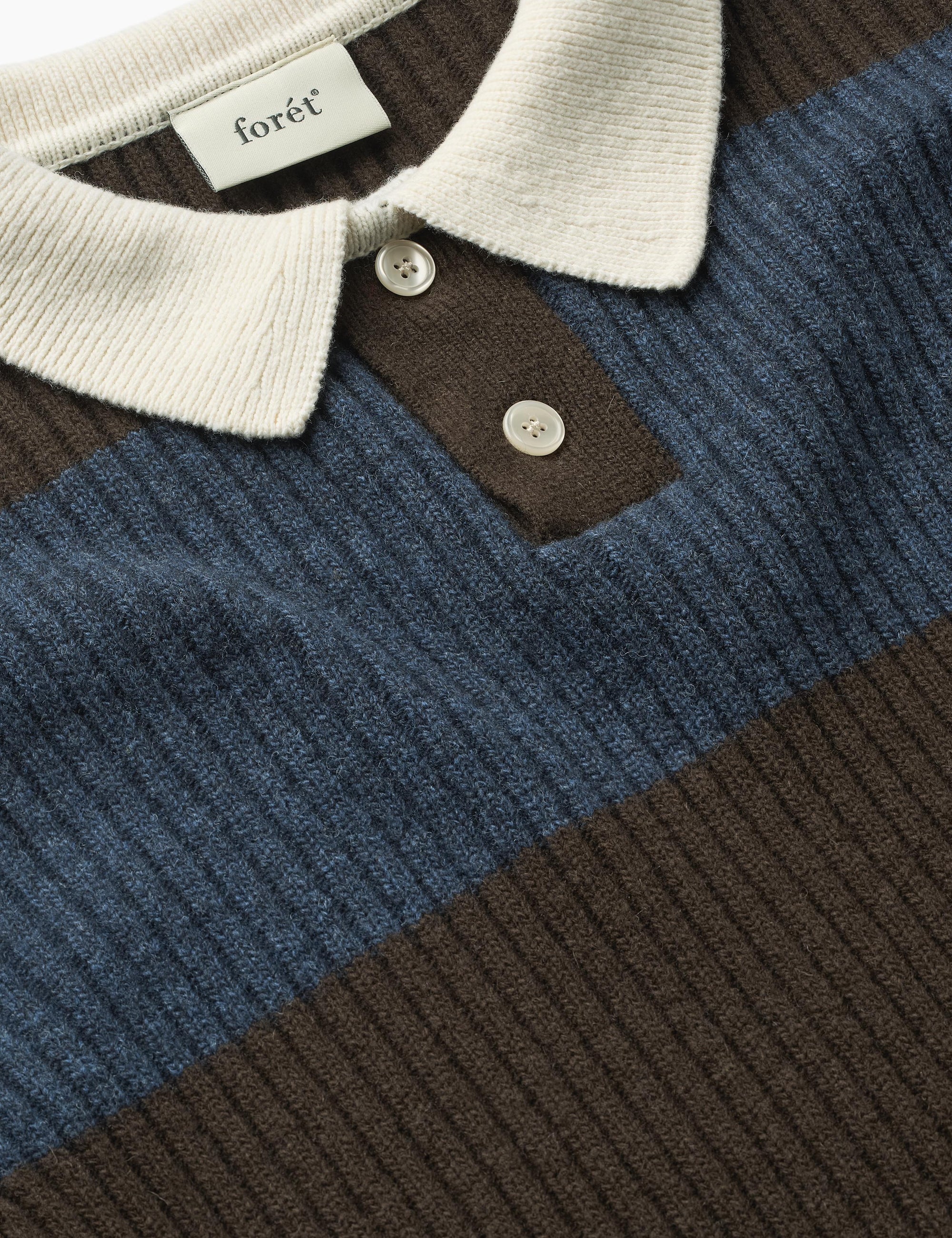 WAX LONDON Sow Rib Polo Knit | Blue/Brown LEO BOUTIQUE