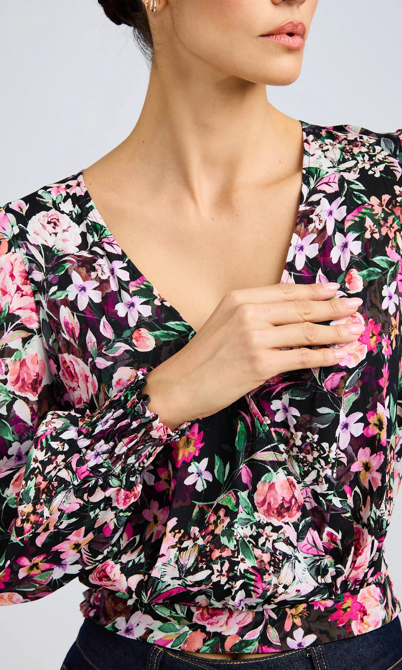 LEO BOUTIQUE Avanna Floral Wrap Blouse | Black Multi GENERATION LOVE