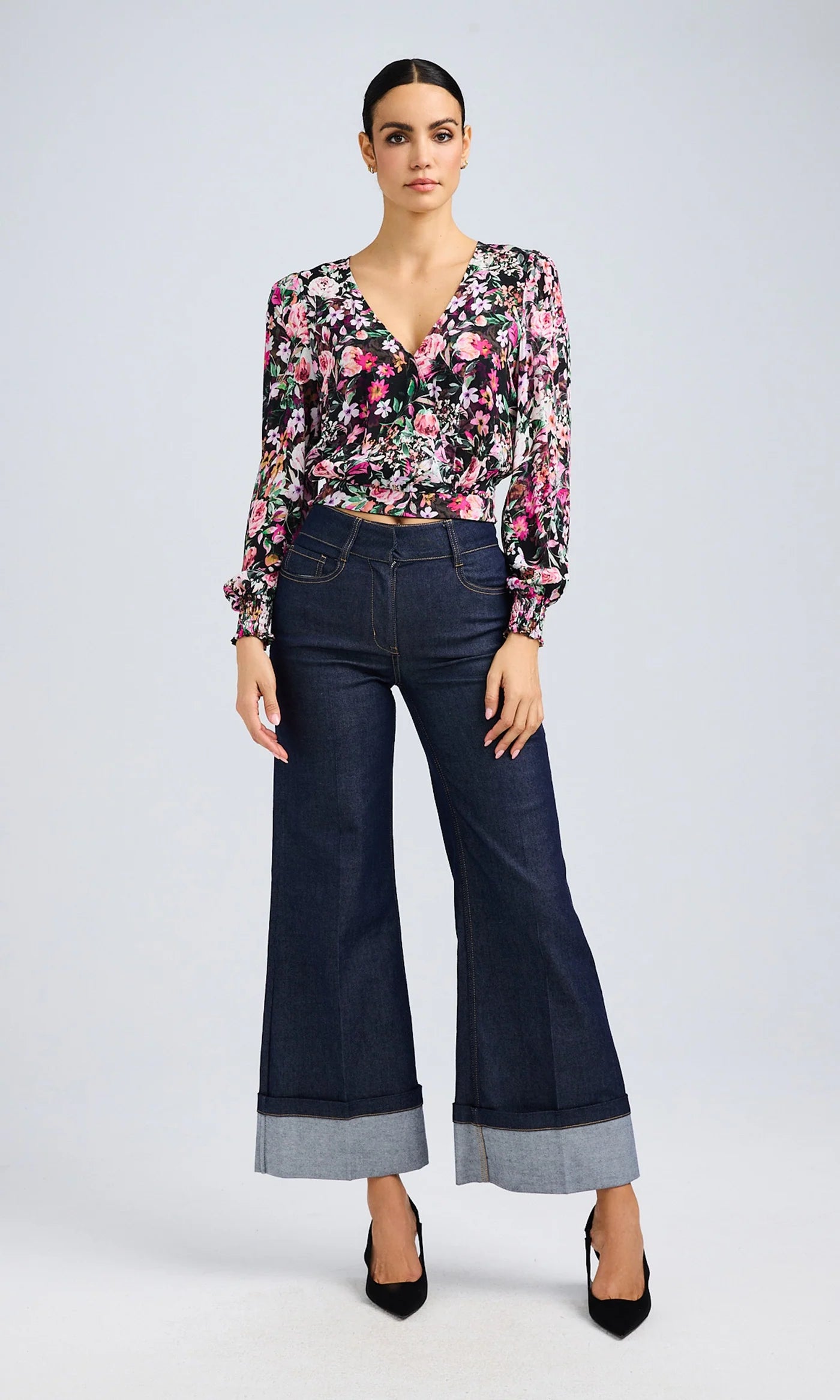 LEO BOUTIQUE Avanna Floral Wrap Blouse | Black Multi GENERATION LOVE