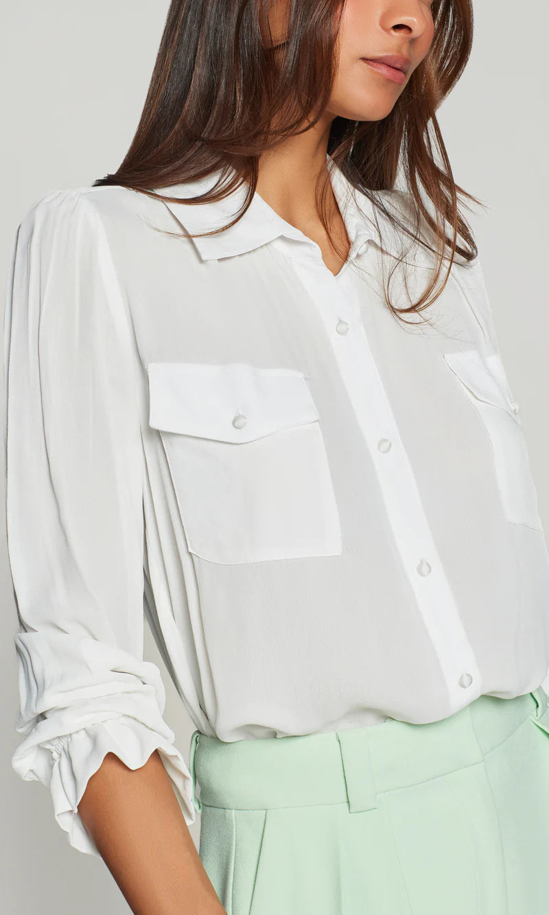 GENERATION LOVE Priya Georgette shirt | White LEO BOUTIQUE