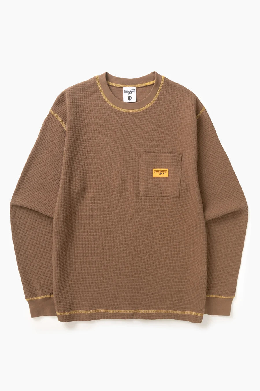 SERVICE WORKS Waffle Contrast Thermal LS Tee | Brown/Yellow LEO BOUTIQUE