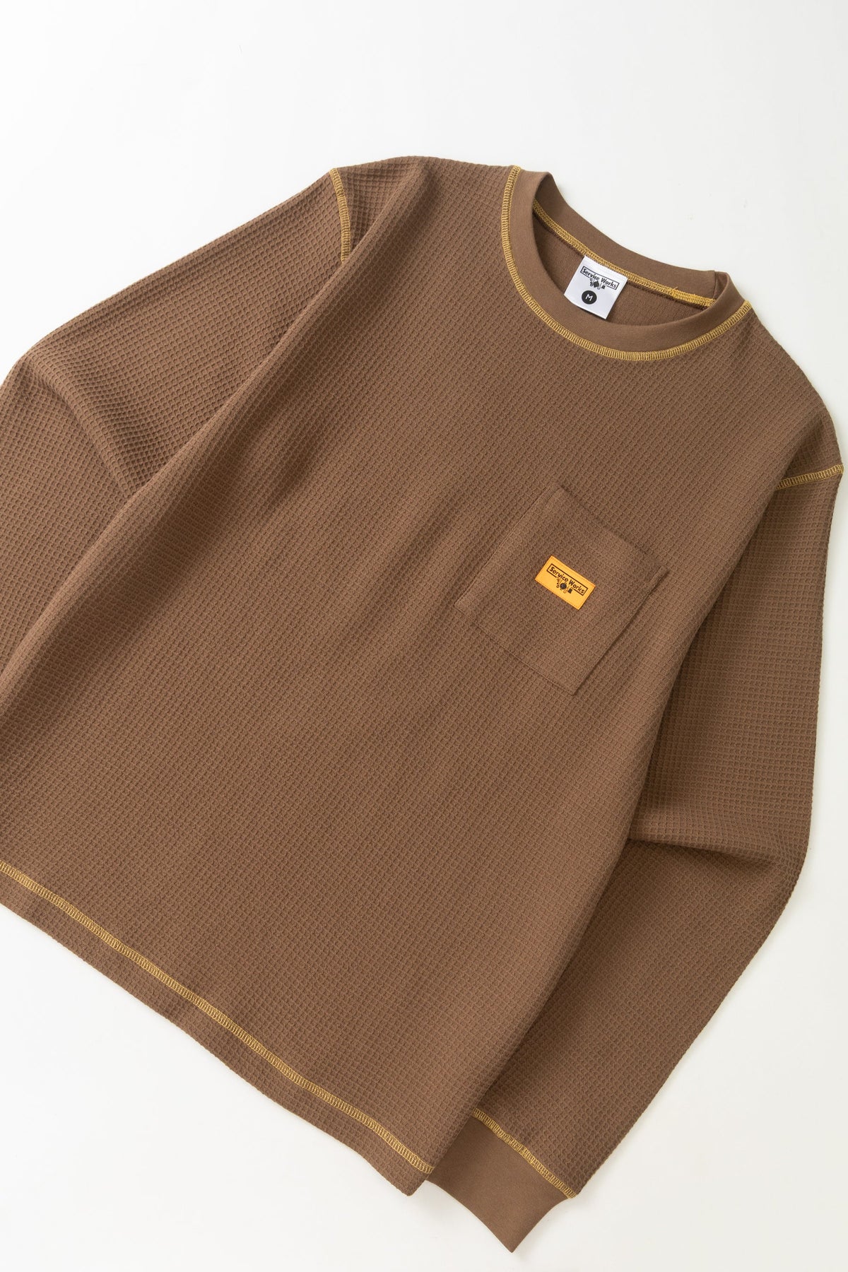 SERVICE WORKS Waffle Contrast Thermal LS Tee | Brown/Yellow LEO BOUTIQUE