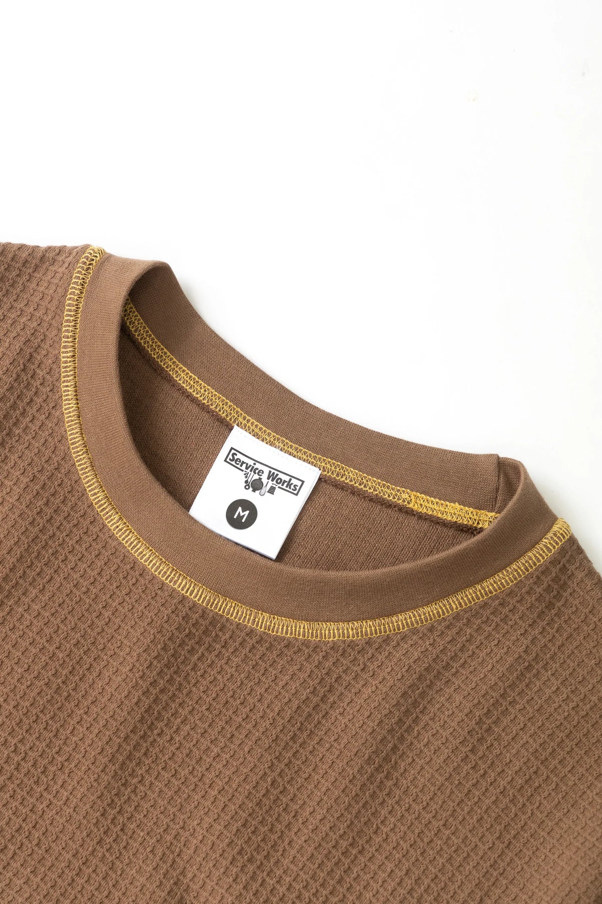 SERVICE WORKS Waffle Contrast Thermal LS Tee | Brown/Yellow LEO BOUTIQUE