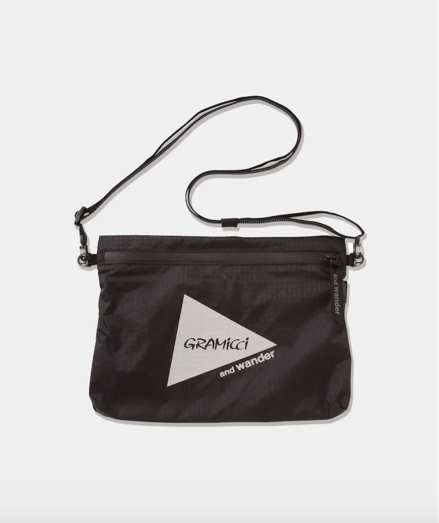 GRAMICCI x AND WANDER Nylon Sacoche | Black LEO BOUTIQUE