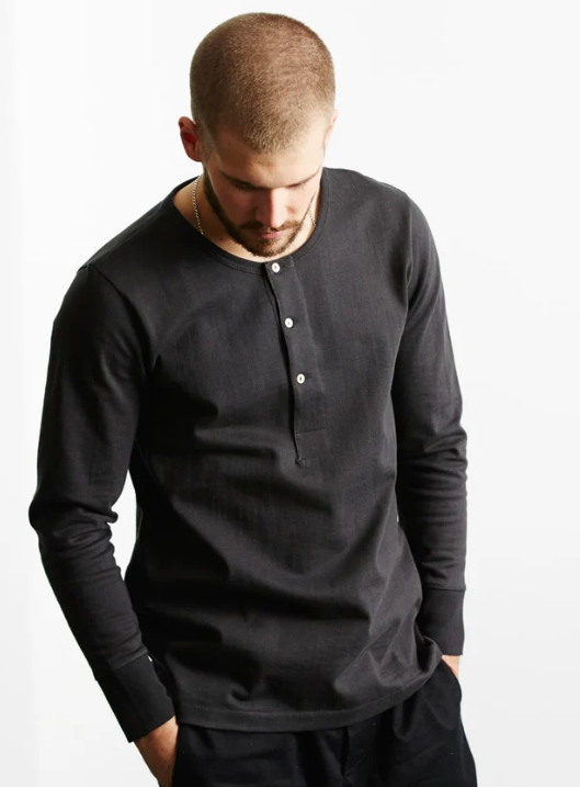 MERZ B. SCHWANEN 2M06 Sturdy Jersey Henley | Charcoal LEO BOUTIQUE