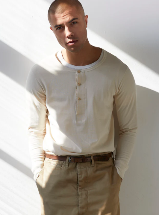 MERZ B. SCHWANEN 2M06 Sturdy Jersey Henley | Nature LEO BOUTIQUE
