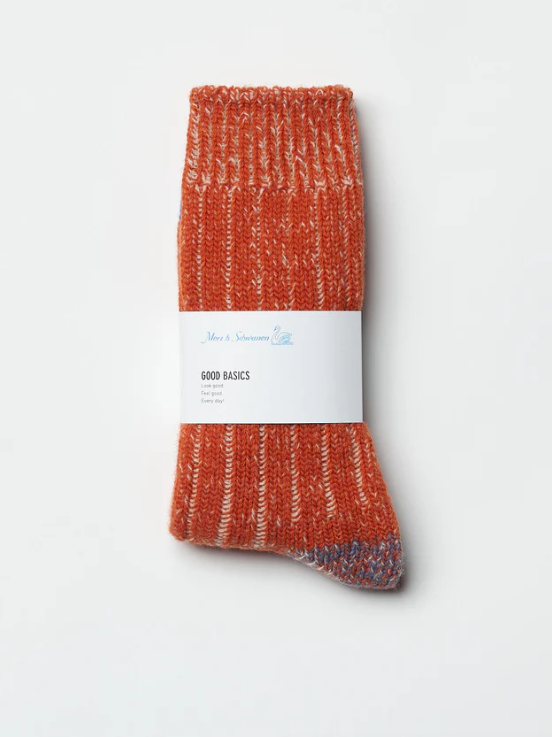 MERZ B.SCHWANEN Extra Fine Merino Wool Socks | Pumpkin/Nature Melange LEO BOUTIQUE