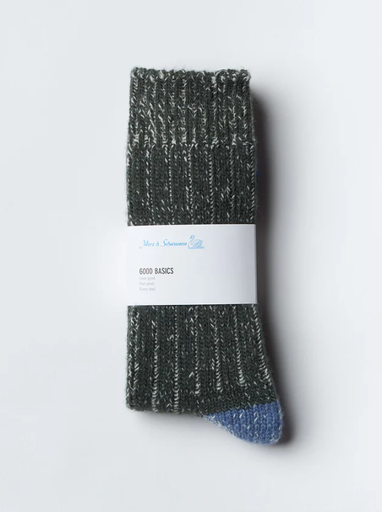 MERZ B.SCHWANEN Extra Fine Merino Wool Socks | Army/Nature LEO BOUTIQUE