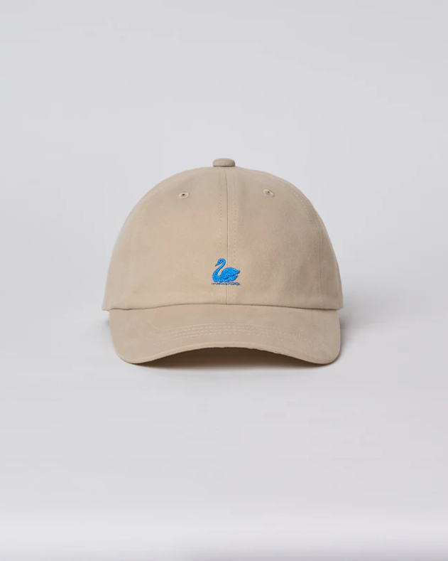 MERZ B. SCHWANEN Cap 01 Swan Logo Cotton Twill Cap | Light Khaki/Deep Blue LEO BOUTIQUE