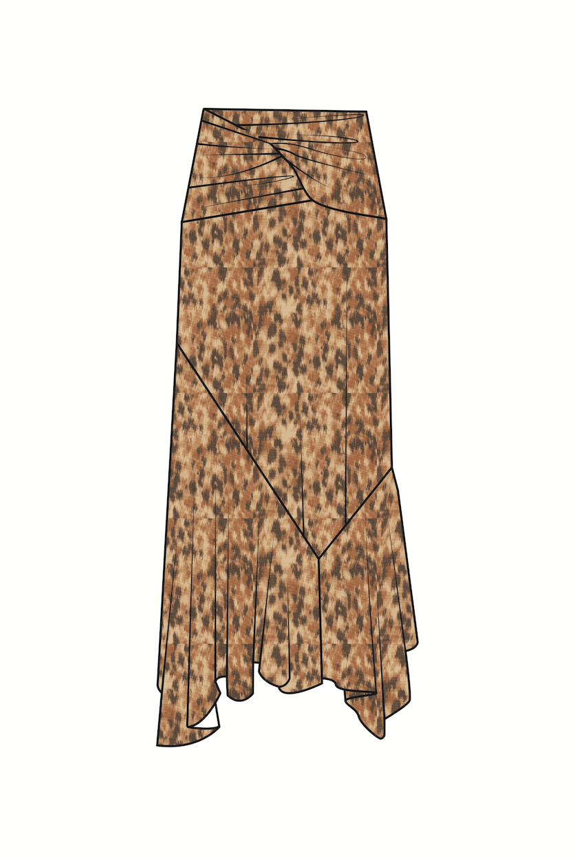 LEO BOUTIQUE Printed Marl Mesh Draped Long Skirt | Burro GANNI