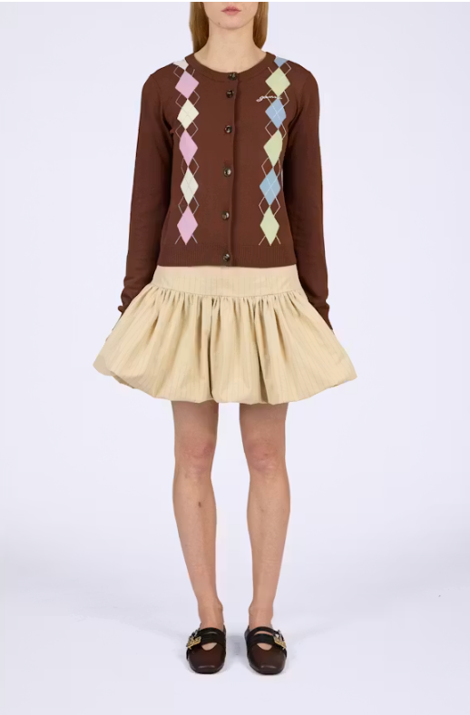 LEO BOUTIQUE Light Cotton Argyle Cardigan | Tiramisu GANNI