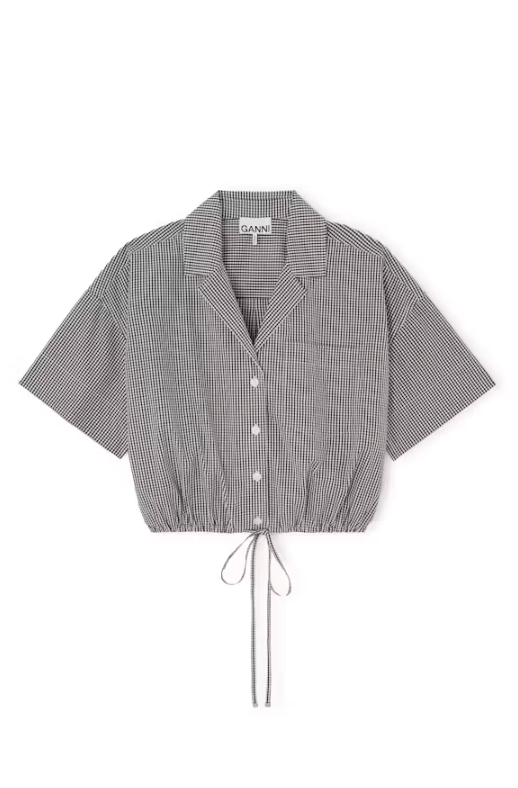 LEO BOUTIQUE Check Cotton Cropped Bowling Shirt | Check Cotton GANNI
