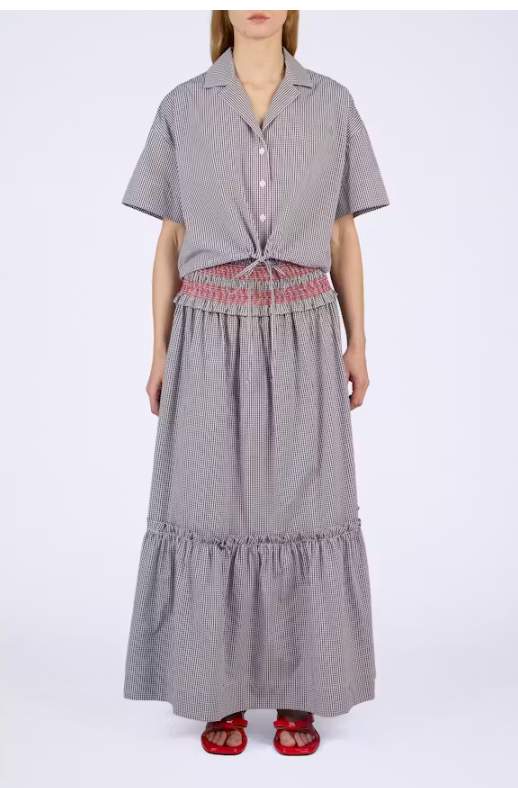 LEO BOUTIQUE Check Cotton Cropped Bowling Shirt | Check Cotton GANNI