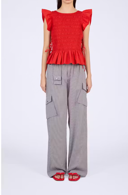 GANNI Check Cotton Cargo | Chicory Coffee LEO BOUTIQUE
