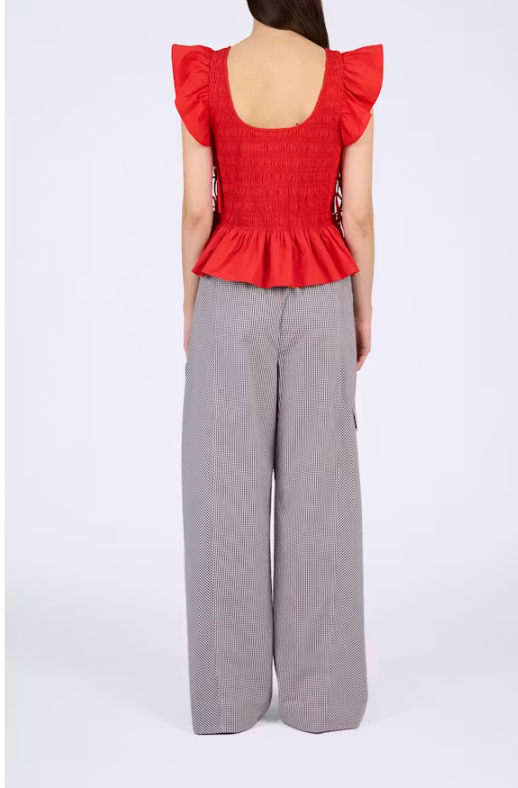 GANNI Check Cotton Cargo | Chicory Coffee LEO BOUTIQUE