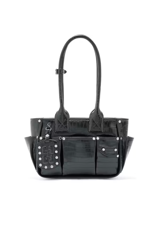 LEO BOUTIQUE Posy Small Croco Bag | Black GANNI