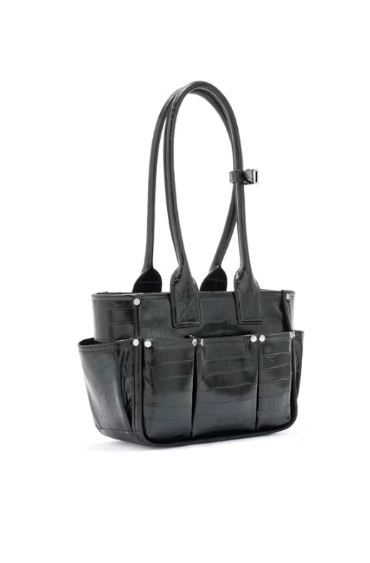 LEO BOUTIQUE Posy Small Croco Bag | Black GANNI