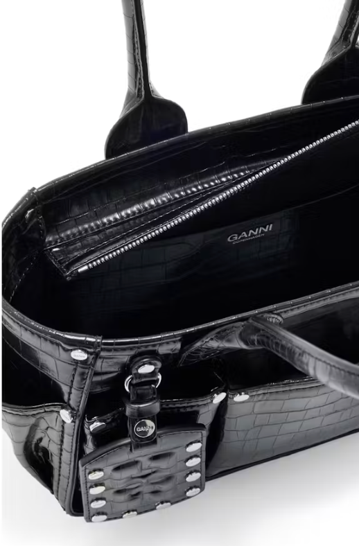 LEO BOUTIQUE Posy Small Croco Bag | Black GANNI
