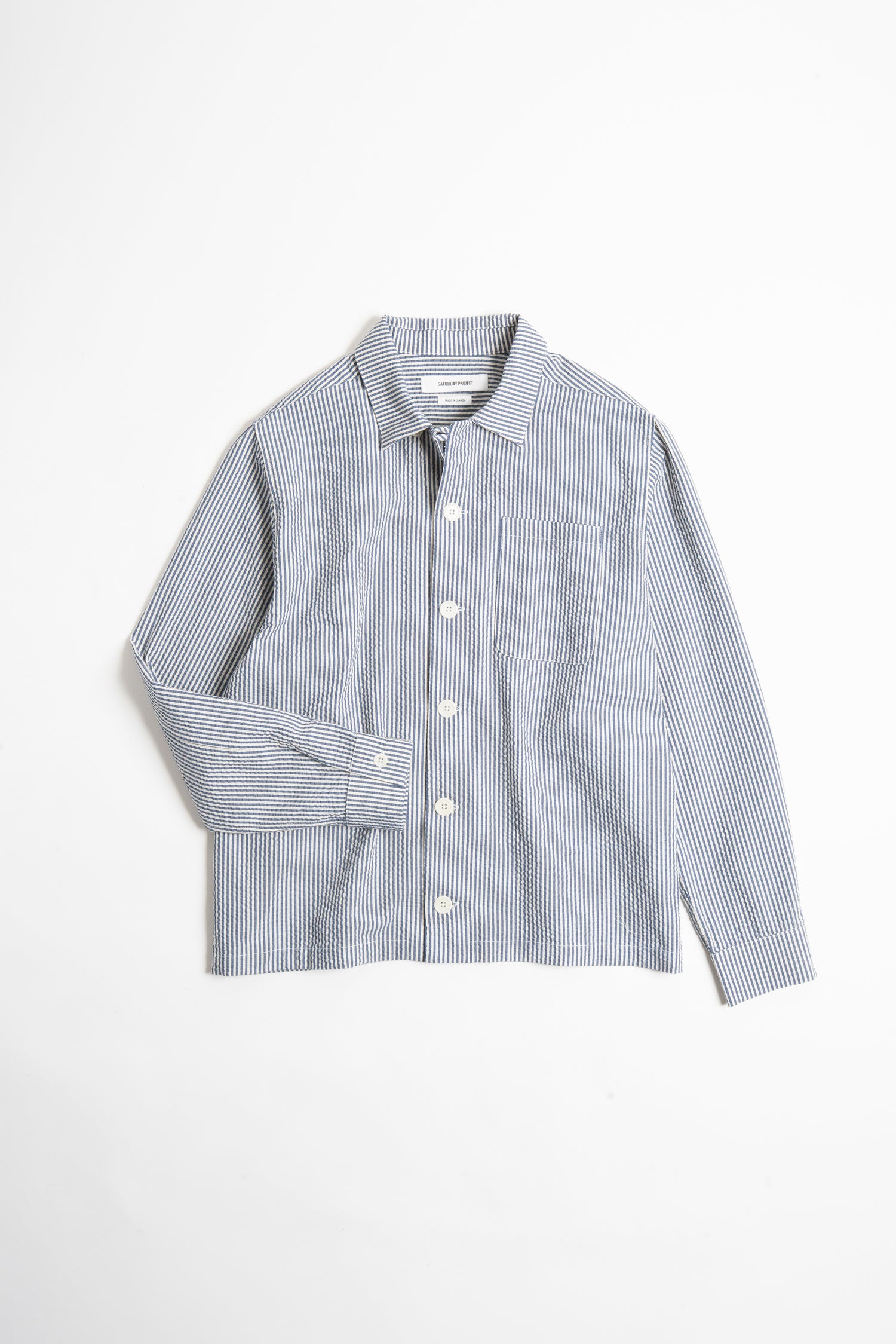 SATURDAY PROJECT Seersucker Overshirt | Blue Stripe LEO BOUTIQUE